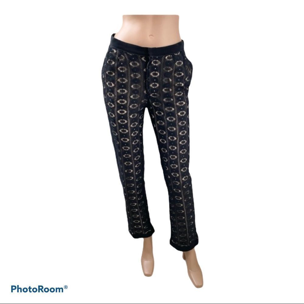 Sea New York Silk Black tan Lace Trouser Pants 2 - Picture 1 of 10